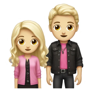 Goth brown haired boy and blonde pink clothes girl  sticker