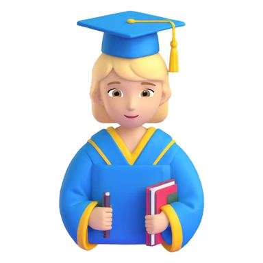 Ukrainian student with blue and yellow clothing, graduation cap sticker
