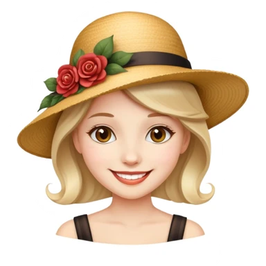 girl with a decorative, elegant hat, smiling sticker