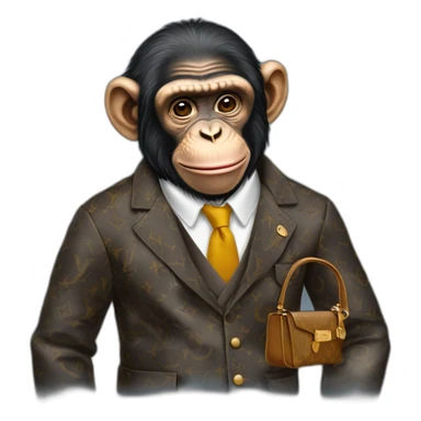 chimp professor with louis vuitton clothing  sticker