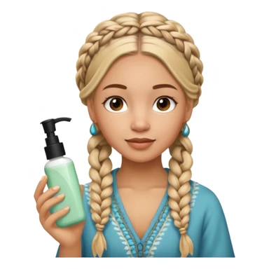 Carmel girl with boho braids  doing skincare sticker