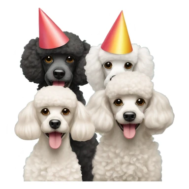 3 poodles in birthday hats c sticker