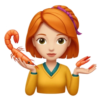 ginger woman with shrimp posture sticker