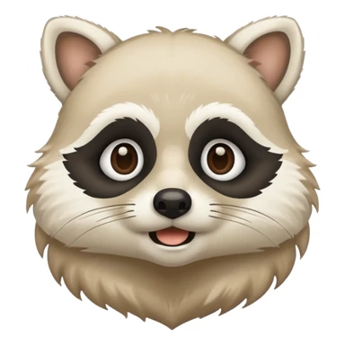 white racoon holding a human mustache sticker
