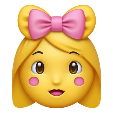 Yellow emoji shy with bow sticker