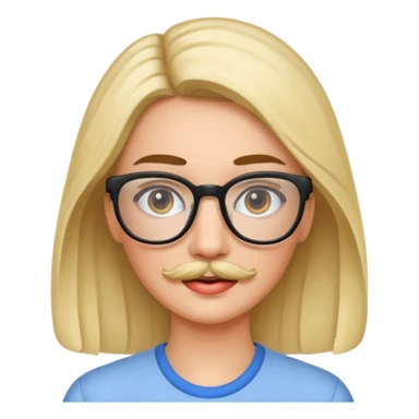 woman with glasses and mustache sticker