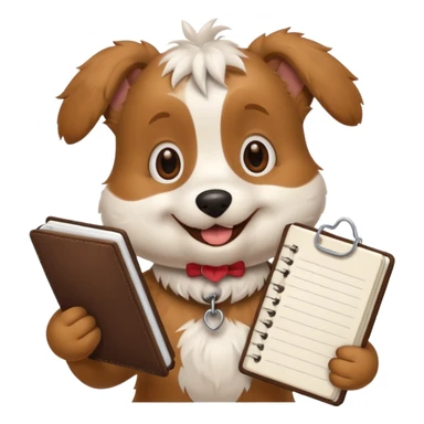 funny dog with diary and pen sticker