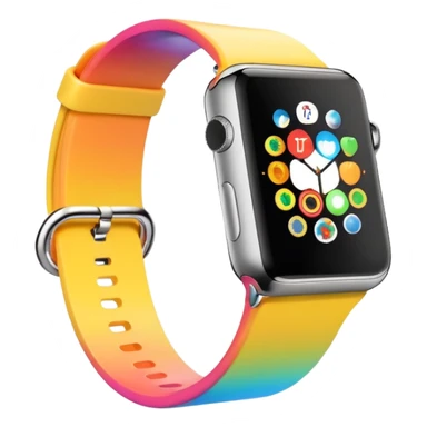 a colourful apple watch with fitness rings in the style of an ios emoji  sticker