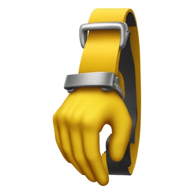 Belt dangling from yellow hand sticker