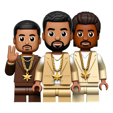 Lego men are rappers with substances to resemble stars, like Drake, Travis scott, playboi carti, Kanye West sticker