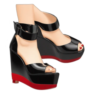 WEDGE heel LOUBOUTIN black leather PATENT sticker