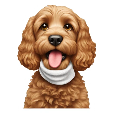 Ginger cockapoo holding a sock in her mouth sticker
