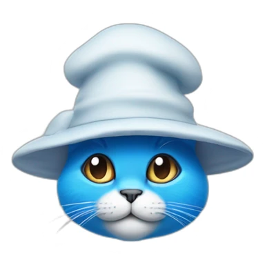 Blue Smurf cat head wearing mushroom like a hat sticker