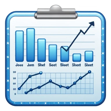 ios style emoji for report sheet consisting graph/ charts with sparkle around the report , no numbers sticker