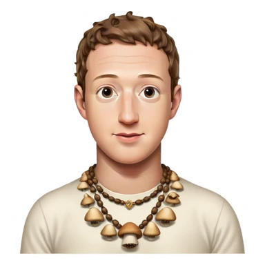 Mark Zuckerberg wearing a necklace made of mushrooms sticker