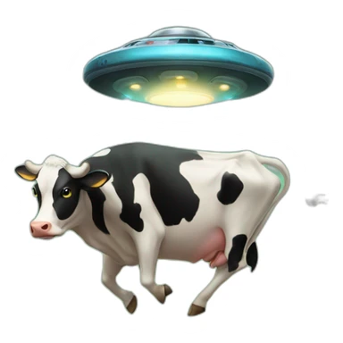 ufo Abducting a cow sticker