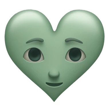 Sage green heart with no face sticker