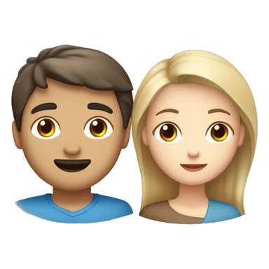 un homme allemand blond au yeux bleu et une femme chinoise brune au yeux marrons clair qui se mari sticker