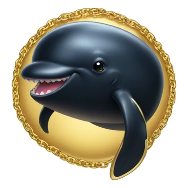 Black whale wearing gold necklace sticker