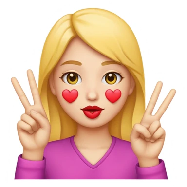 Emoji kissy face holding up a peace sign sticker