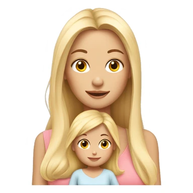 long hair blonde mother with 2 female babies sticker