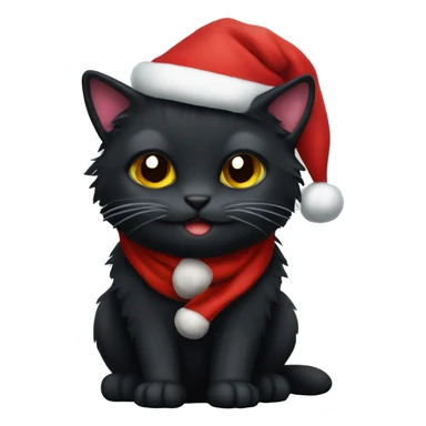 Fluffy black cat with Santa Hat sticker