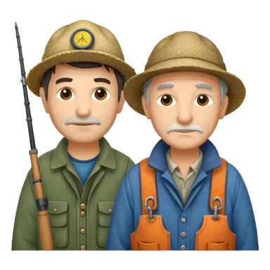 2 pescadores uno mayor y el otro joven, piel clara y pelo oscuro sticker