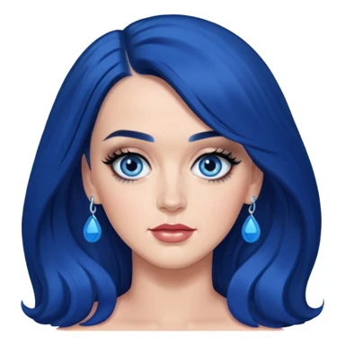 Katy Perry with blue eyes, dark blue long hair sticker