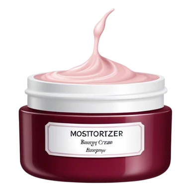 body moisturizer cream pot with label Burgundy sticker