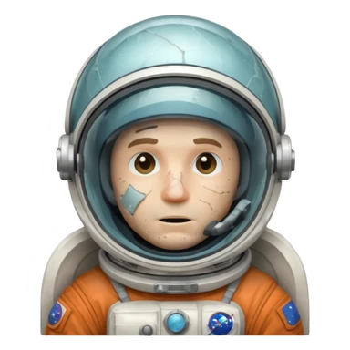astronaut man with cracked glass helmet  sticker