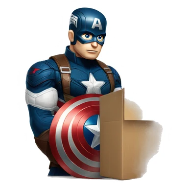 Captain America is preparing a package sticker