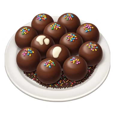 chocolate balls on plate with chocolate sprinkles sticker