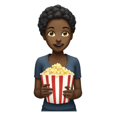 Black girl eating popcorn sticker