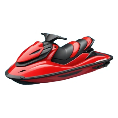 jet ski (red black and white all in the same amount. maybe a red a bit more dominant) on the sea. show the sea under the jet ski - blue with turquoise. no sky - white background instead. DO NOT REMOVE THE SEA AND THE WHITE WHEN FINALIZING!  NO ONE ON THE JET SKI  sticker