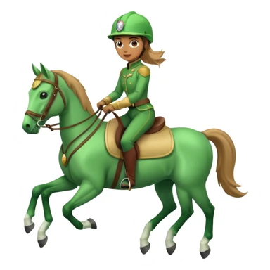 Emoji of a woman riding a green horse sticker