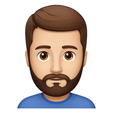 man with short brown hair, brown eyes, and has a brown beard. absolutely no forehead wrinkles  sticker