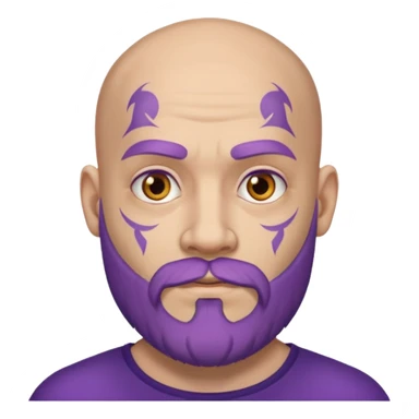 bald purple bearded man with face tattoo sticker