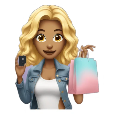 influencer taking selfie with a shopping bag sticker