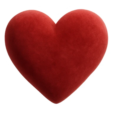realistic digital art of a heart with a soft velvet texture, no background sticker