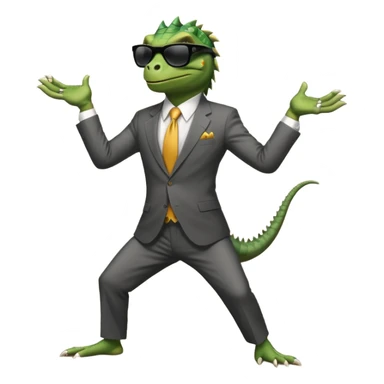 capitalist iguana banker godfather with black sunglasses breakdance no problem sticker