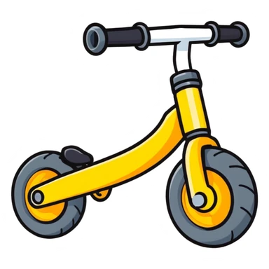 toddler bike with two extra wheels, bright and fun, cartoon style sticker