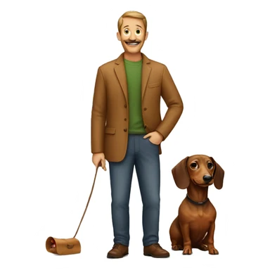 dachshund and man sticker