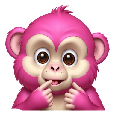 A pink monkey blowing a kiss and winking sticker