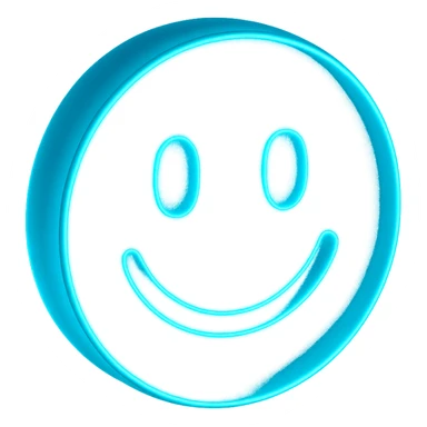 smiley face emoji in matte glass style with Tron-inspired neon glow sticker