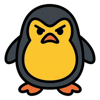 angry penguin color icon with black outlines sticker