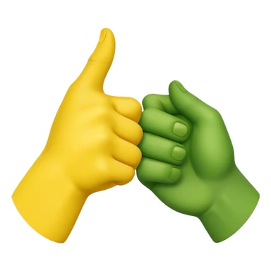 green hand and yellow hand handshake sticker