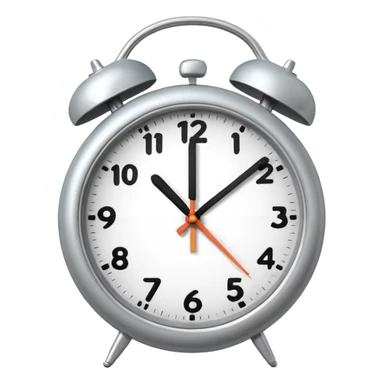 A 3D cartoon clock showing a few minutes before twelve, clean minimal background, Memoji-style. sticker