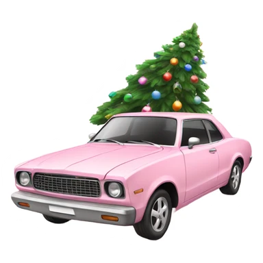 Christmas light pink car with Christmas tree sticker