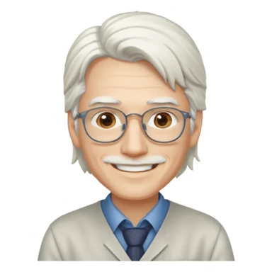 Profesora joven, sonrriente cabello blanco y de pelo largo sin letes con camisa sticker