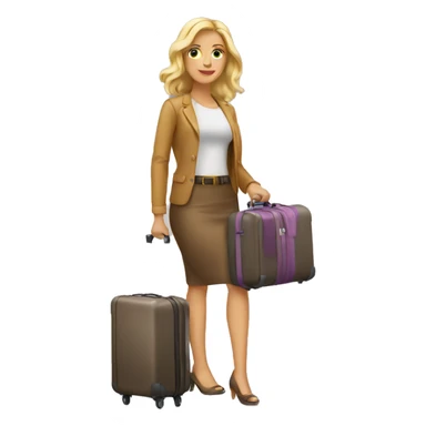 blonde woman with luggage sticker